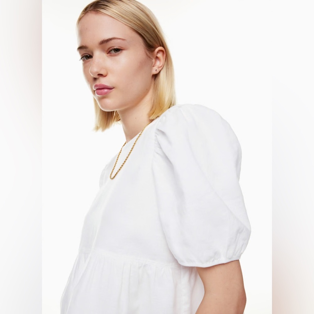 NWT Sunday Best Linen Peplum Blouse - BLACK Size Small